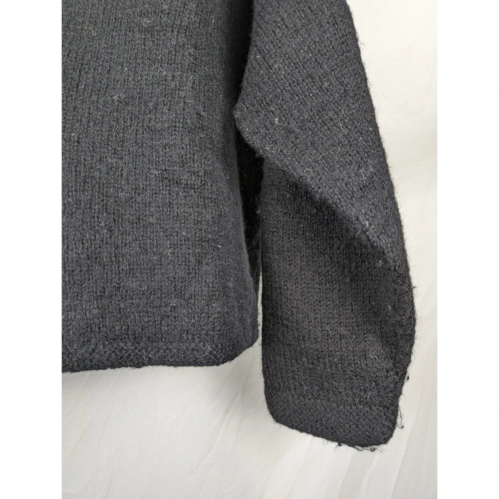 Handmade Chunky Knit‎ Wool Button Cardigan Size M Black Preppy Oversized Minimal